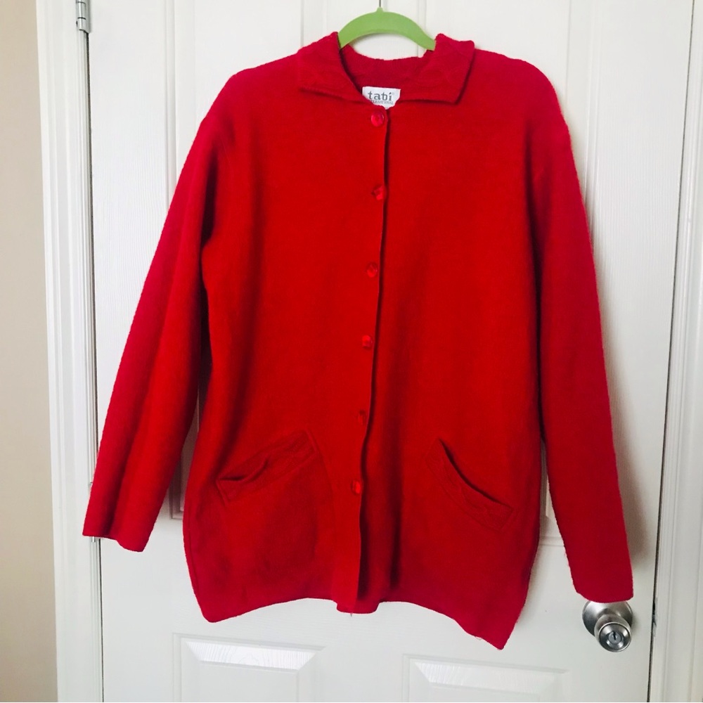 Tabi International Red Women's Sweater 100% Wool Size Large